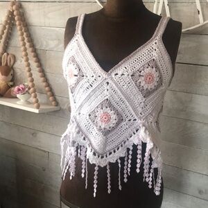 Crochet Daisy Fringe Tank Top
